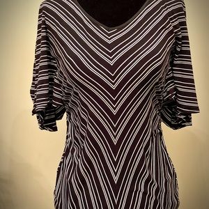 WHBM black and White ruched top